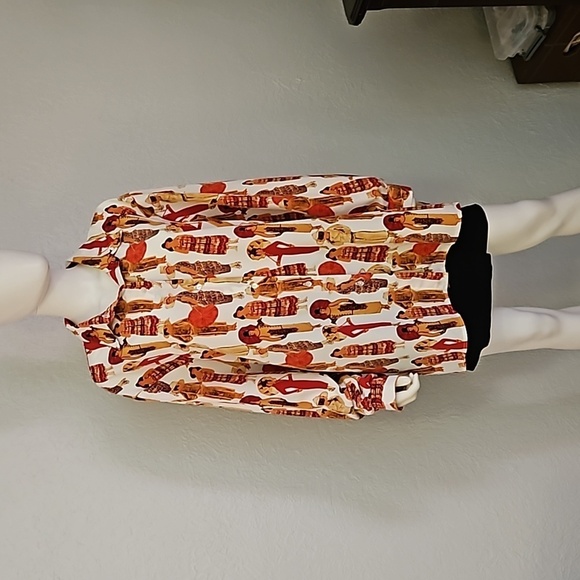 VTG MAGGIE SWEET 1920s Fashion Ladies Print Button Down Shirt 3X - Picture 2 of 8